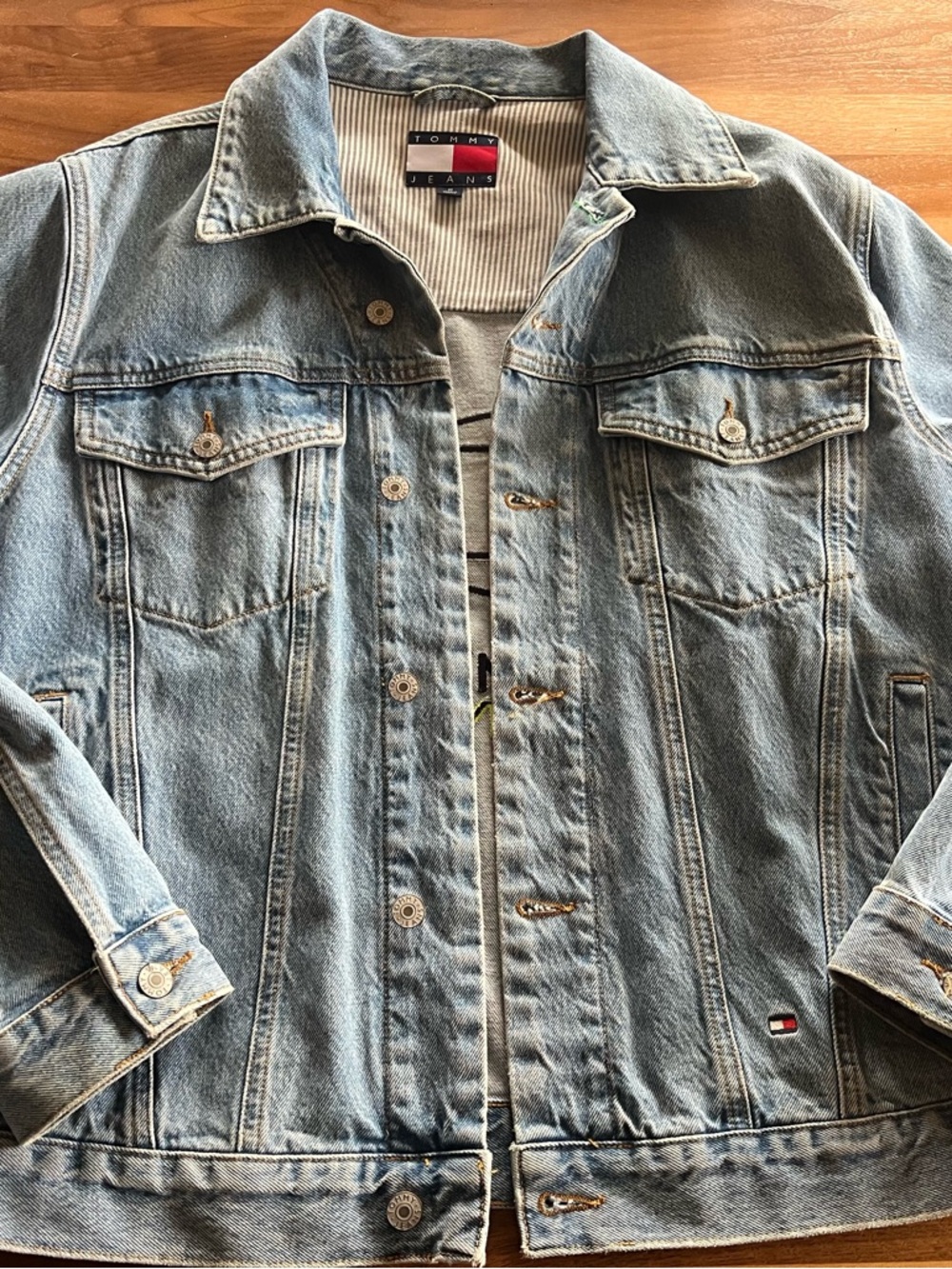 Tommy Hilfiger Light Blue Denim Jacket with Flag Patch